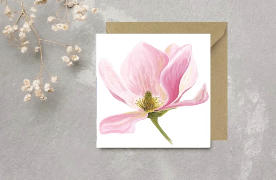 Magnolia Soulangea Flower Blank Card