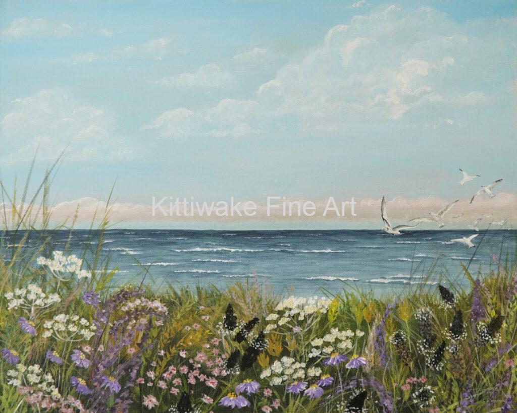 Kittiwakes over Pakefield Beach Print