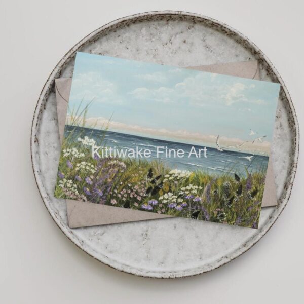 Kittiwakes over Pakefield Beach - Blank Card