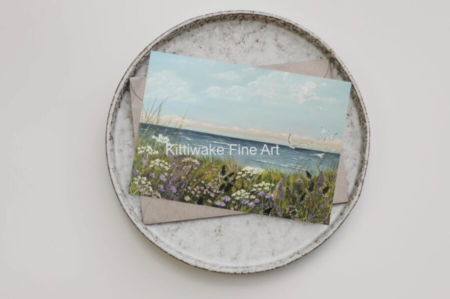 Kittiwakes over Pakefield Beach - Blank Card