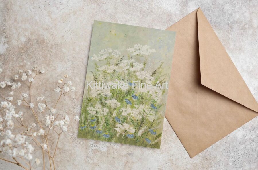 Kittiwake fine art - Cow Parsley in Green - Blank Card