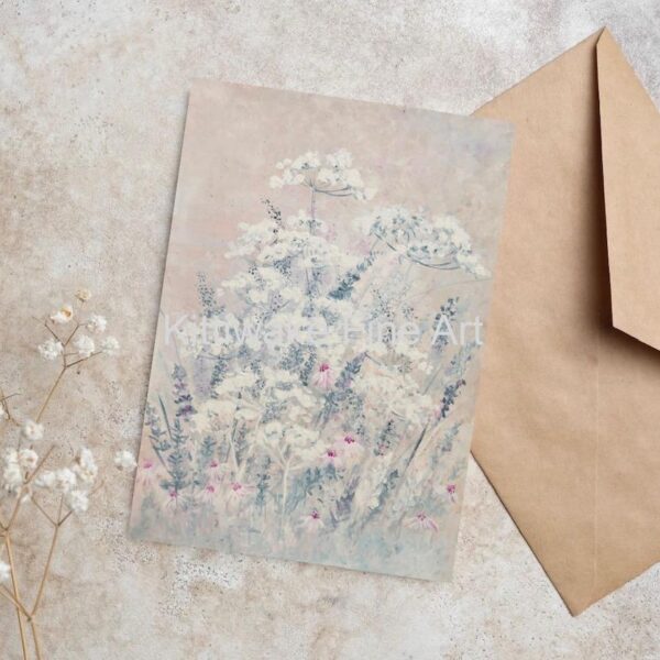 Kittiwake fine art - Cow Parsley in Blue - Blank Card