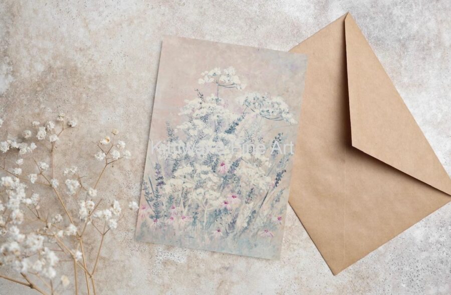 Kittiwake fine art - Cow Parsley in Blue - Blank Card
